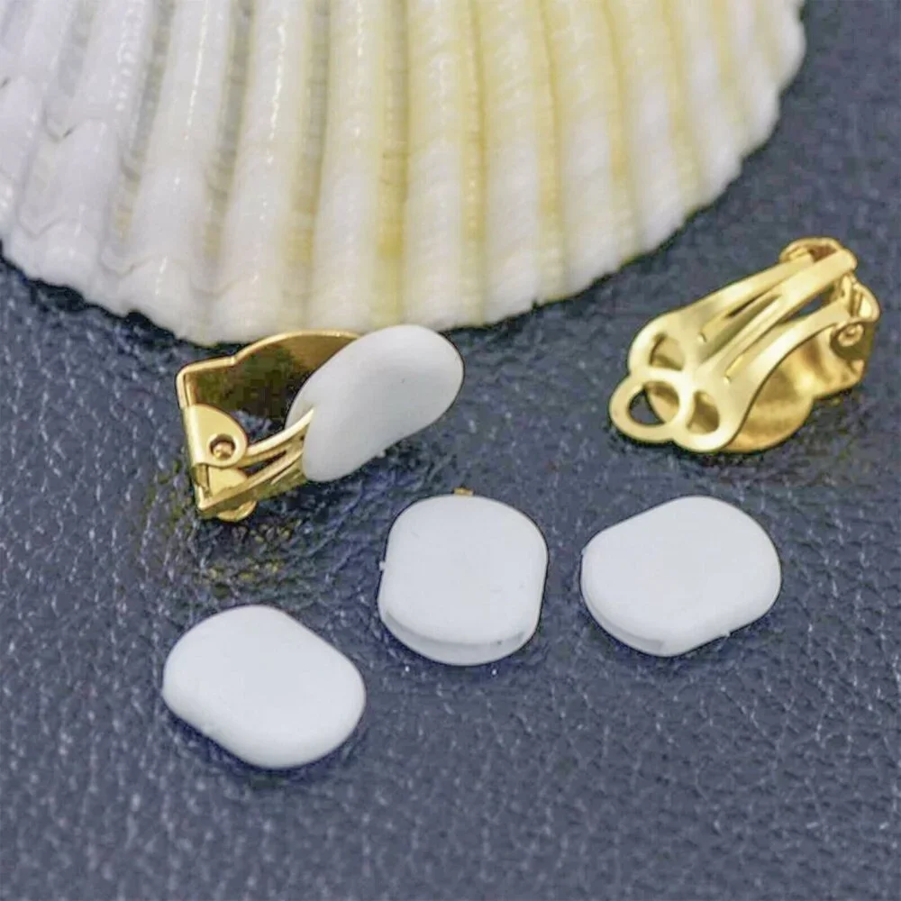 White Clip Slip Earring Comfort Pads Backs Findings 20 pcs